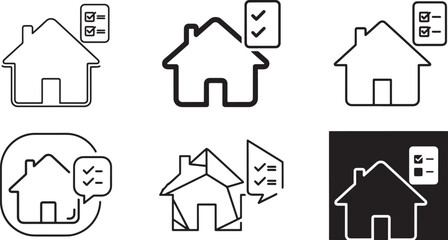 Home inspection survey and property checklist icons in different styles Vector