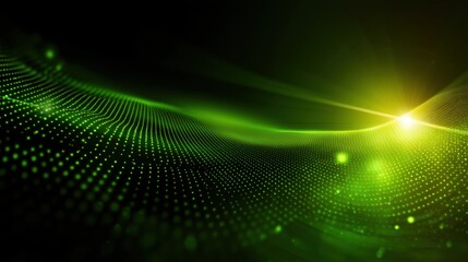 Abstract Green Digital Wave with Light Energy