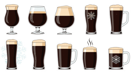 Collection of dark beer glasses