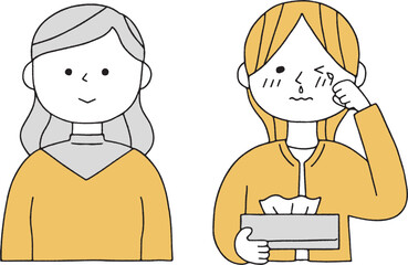 花粉症の症状がある人とない人単色