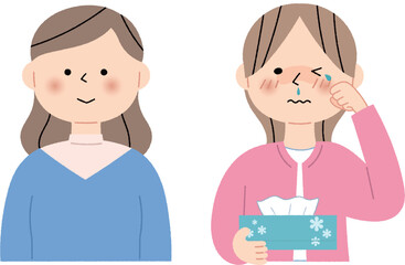 花粉症の症状がある人とない人