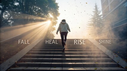 Inspirational Journey of Self-Discovery Through Nature's Beauty in a Misty Morning Setting