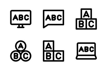 Colorful ABC icon set, educational alphabet icons for learning, teaching, and early childhood development