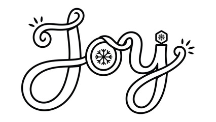 Winter Joy: A whimsical display of the word Joy elegantly penned, adorned with snowflakes, and embodying the season's cheer. 