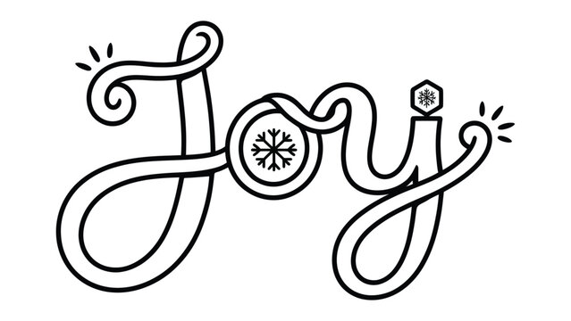 Winter Joy: A whimsical display of the word Joy elegantly penned, adorned with snowflakes, and embodying the season's cheer. 