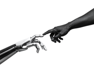 Firefly_Athlete Running Side View Isolated on Transparent Background - Firefly_A robot hand and a black and white human hand reach out to each other. Concept of int (4)