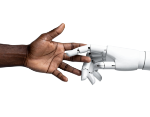 Firefly_Athlete Running Side View Isolated on Transparent Background - Firefly_A robot hand and a black and white human hand reach out to each other. Concept of int (2)