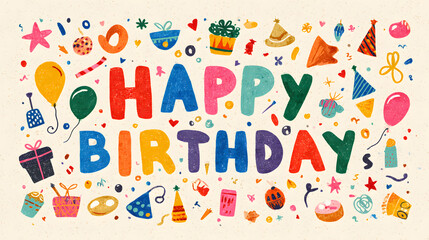 Colorful vibrant vector Happy Birthday with pastel design