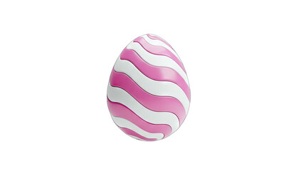 Obraz premium Pink and White Striped Easter Egg on White Background
