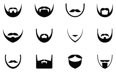 Men's beard and mustache styles icons collection