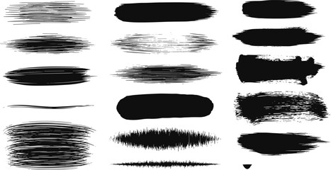 A versatile collection of abstract black brush strokes and artistic textures, ideal for adding a grunge, paint, or hand-drawn style to creative design and digital artwork
