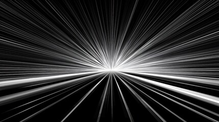 Black and White Speed Light Tunnel Abstract