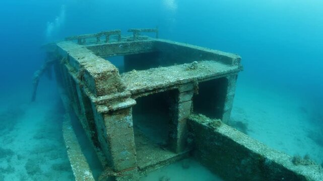 old buildings sunk to the bottom of the sea footage