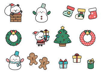 Santa Panda Illustration Set
