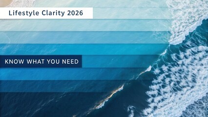 Calm Ocean Waves and Beach Scene with Text Overlay for Lifestyle Clarity and Personal Growth Inspiration