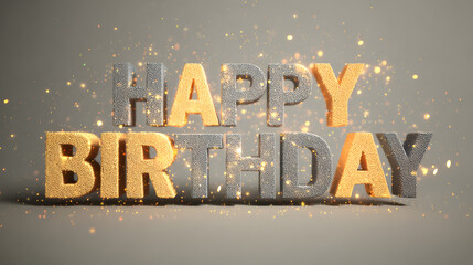 3D style vector Happy Birthday letters popping