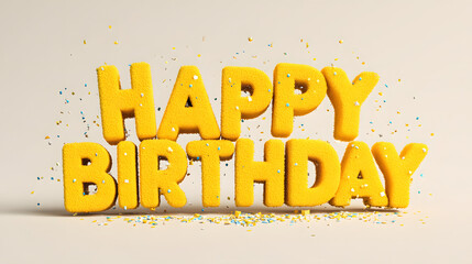 3D style vector Happy Birthday letters popping