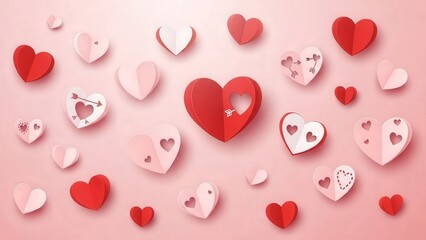 Valentine's Day hearts in pink and red for love and romance