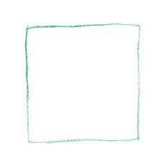 Obraz premium A green square drawn on a white background from a straightforward viewpoint