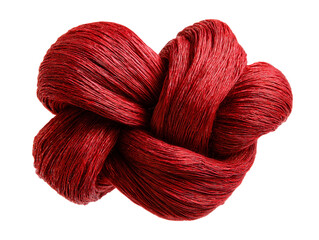 red yarn threads in soft curved typography isolated on transparent background
