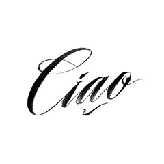Ciao written in elegant brush pen calligraphy with smooth curves isolated on transparent background
