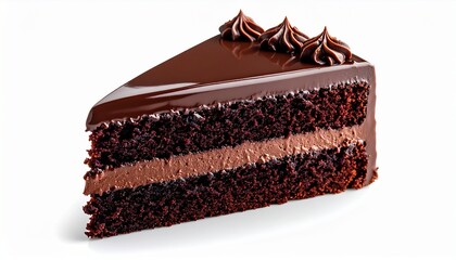 Rich chocolate cake slice with smooth frosting perfect for bakery, dessert menu, food blogs, confectionery marketing, and culinary designs.