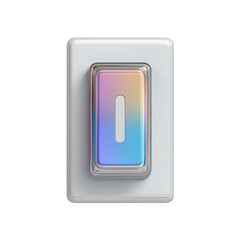 Flat holographic toggle switch with soft gradient glass effect Isolated on a transparent background