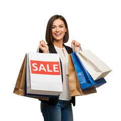 young woman holding shopping bags
