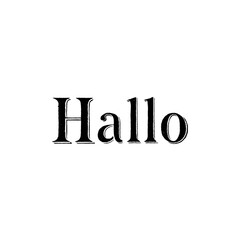 Hallo written in old-school serif font with clean lines isolated on transparent background