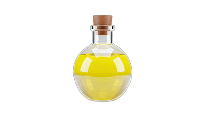 Potion Bottle with Yellow Liquid on White Background