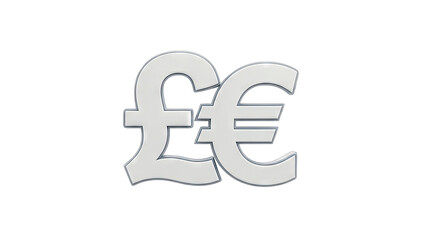 Pound and Euro Symbols Intertwined on White Background