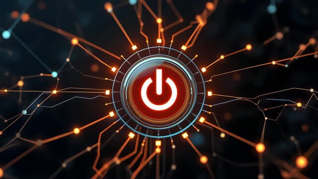Animation of Neural Network Abstract Artificial Intelligence, power Button of AI. Deep-learning modern computer Technologies, Abstract futuristic Electronic digital Animation and big data concept.