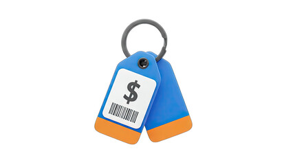 Price Tags with Dollar Sign and Barcode on Keyring