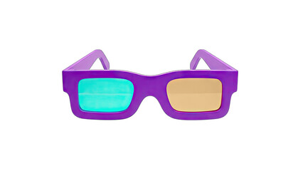 Purple 3D Glasses on White Background