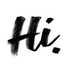 Hi handwritten with charcoal pencil style and rough texture isolated on transparent background