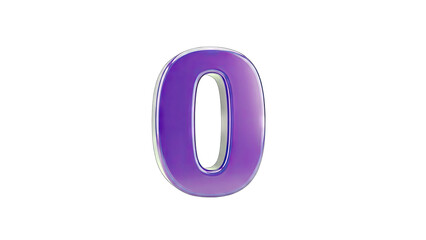 Purple 3D Number Zero Isolated on White Background