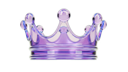 Purple Glass Crown on White Background