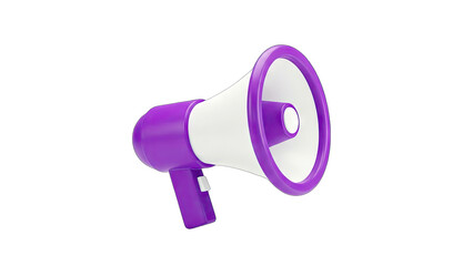 Purple Megaphone Announcing on White Background