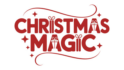 Christmas Magic: Festive Christmas magic lettering with gift box design, conveying a message of holiday cheer. The text is artistically arranged against a vibrant backdrop. © Azizun
