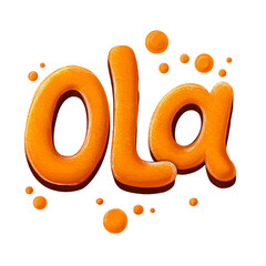 Ola designed with playful marker style and soft orange color isolated on transparent background