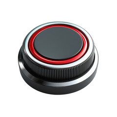Touchscreen interface dial control with metallic ring accent Isolated on a transparent background