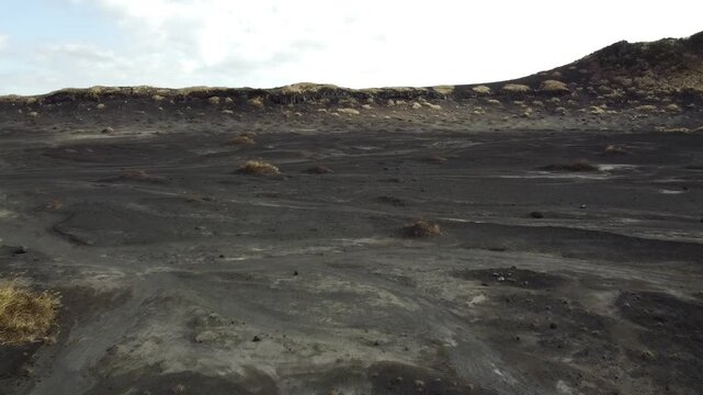 Volcanic desert landscape of Ura Sabaku on Mount Mihara, Izu Oshima Island, Japan
