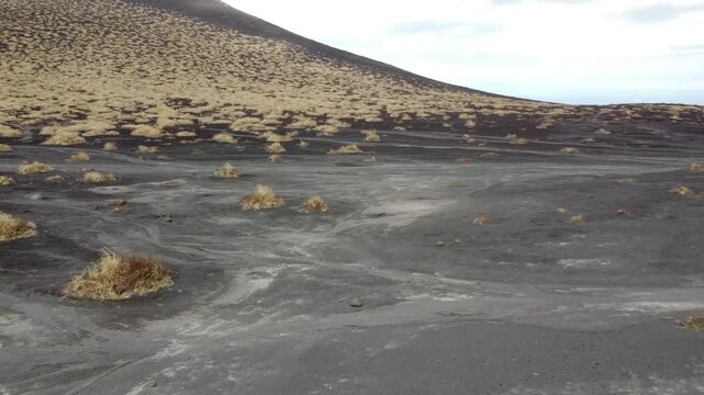 Volcanic desert landscape of Ura Sabaku on Mount Mihara, Izu Oshima Island, Japan
