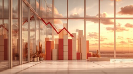 Declining Business Graph Sunset City View