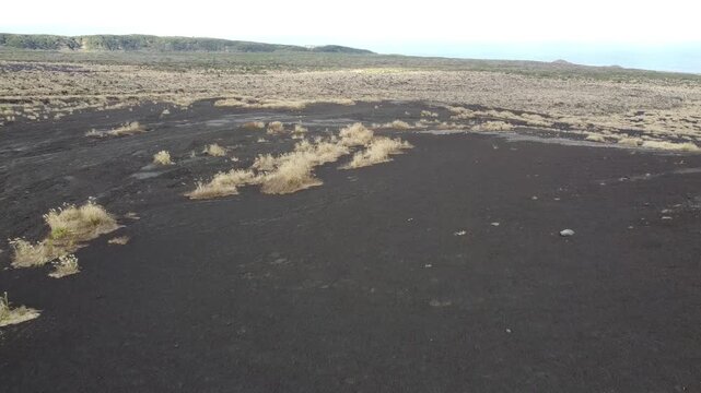 Volcanic desert landscape of Ura Sabaku on Mount Mihara, Izu Oshima Island, Japan
