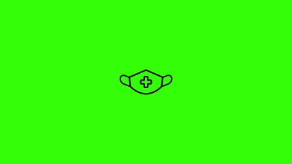 Mask icon with 4K animation for health, medical, pollution protection themes