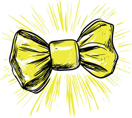 Yellow candy illustration with shining lines hand drawn sketch