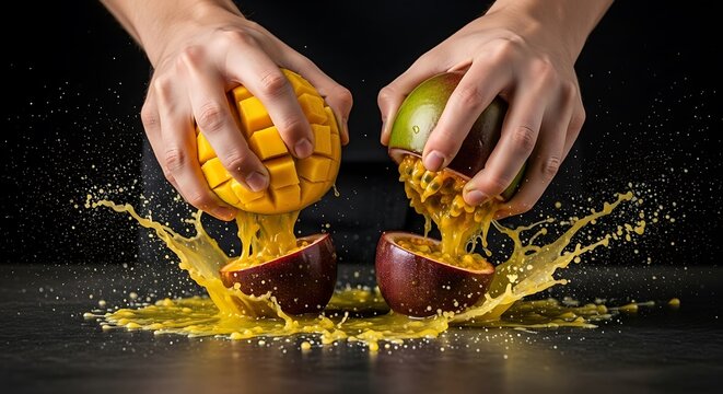 Refreshing tropical fruit explosion with mango and passion fruit combination