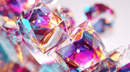 Abstract Colorful Faceted Crystals