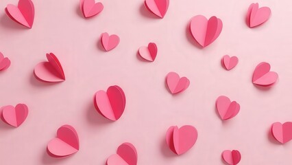 Scattered pink hearts on soft background for Valentine's Day